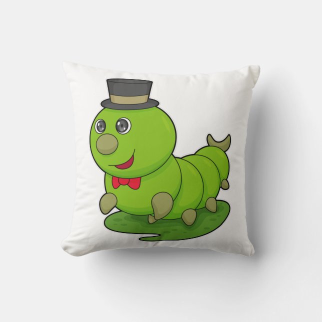 Caterpillar as Gentleman with Cylinder Cushion (Front)