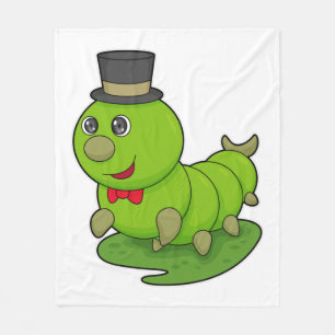 Caterpillar as Gentleman with Cylinder Fleece Blanket