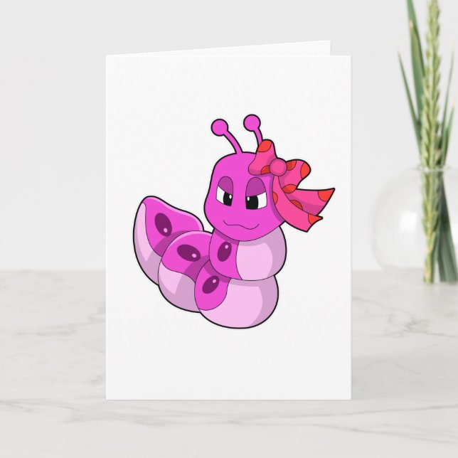 Caterpillar as Girl with Ribbon Card (Front)