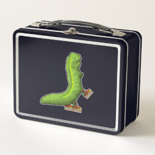 Caterpillar as Inline skater with Inline skates Metal Lunch Box
