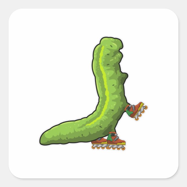 Caterpillar as Inline skater with Inline skates Square Sticker (Front)