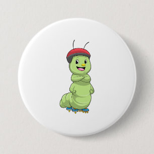 Caterpillar as Inline skater with Roller skates.pn 7.5 Cm Round Badge