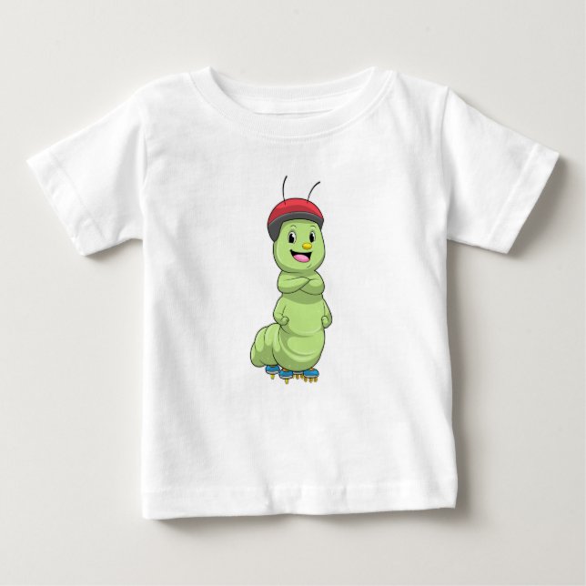 Caterpillar as Inline skater with Roller skates.pn Baby T-Shirt (Front)
