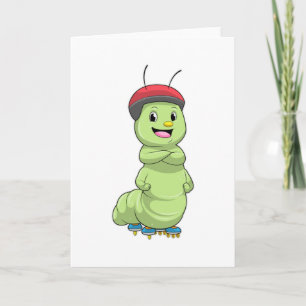 Caterpillar as Inline skater with Roller skates.pn Card