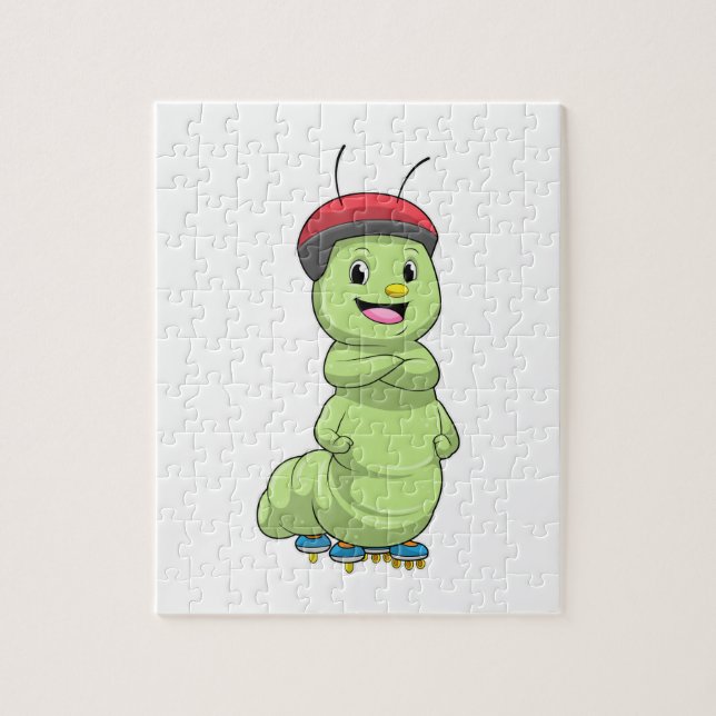 Caterpillar as Inline skater with Roller skates.pn Jigsaw Puzzle (Vertical)
