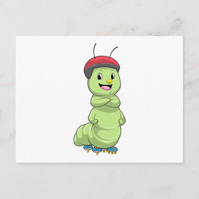 Caterpillar as Inline skater with Roller skates.pn Postcard (Front)
