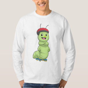 Caterpillar as Inline skater with Roller skates.pn T-Shirt