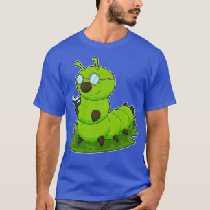 Caterpillar As Nerd With Glasses  Book  T-Shirt