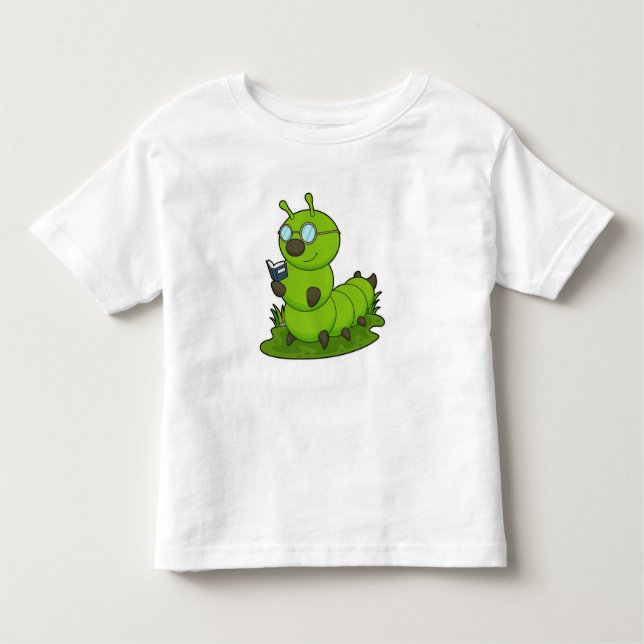 Caterpillar as Nerd with Glasses & Book Toddler T-Shirt (Front)