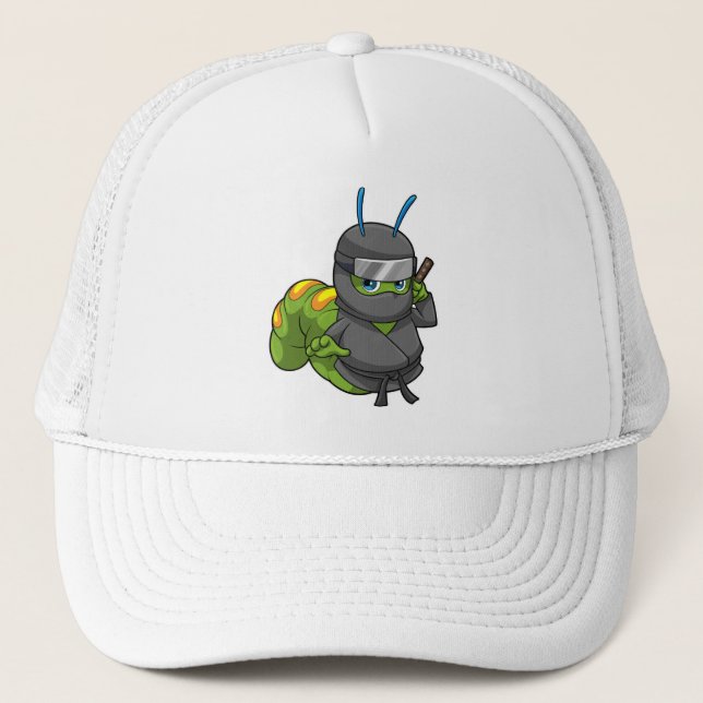 Caterpillar as Ninja with Sword Trucker Hat (Front)