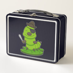 Caterpillar as Pirate with Sword Metal Lunch Box