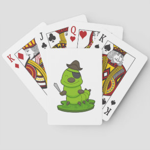 Caterpillar as Pirate with Sword Playing Cards