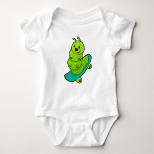 Caterpillar as Skater with Skateboard Baby Bodysuit