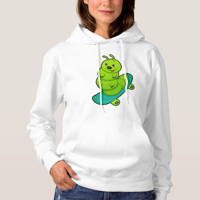 Caterpillar as Skater with Skateboard Hoodie (Front)