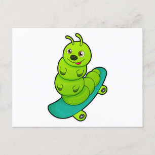 Caterpillar as Skater with Skateboard Postcard