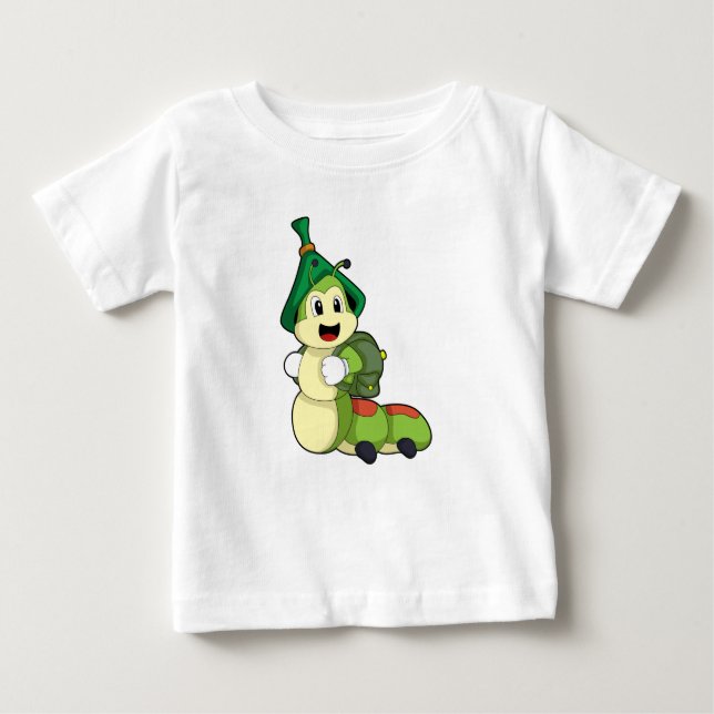 Caterpillar as Student with Backpack Baby T-Shirt (Front)