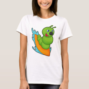 Caterpillar as Surfer with Surfboard T-Shirt