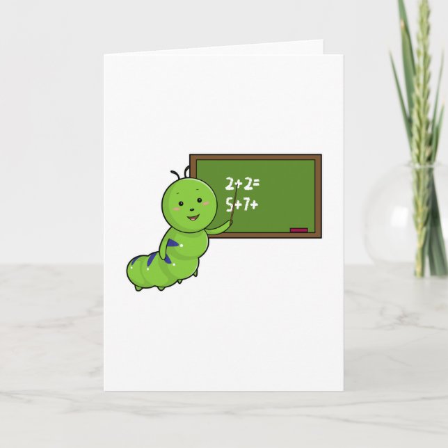 Caterpillar as Teacher with Blackboard Card (Front)