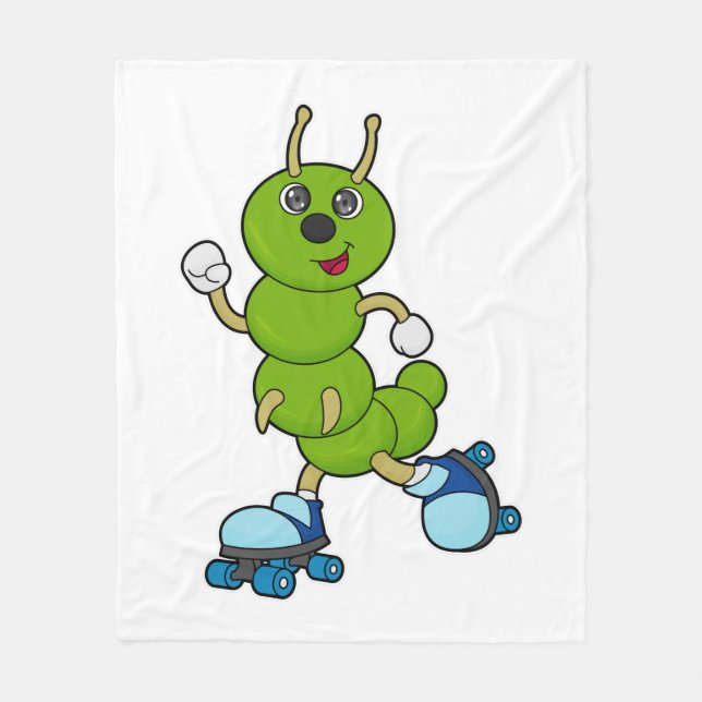 Caterpillar at Inline skating with Roller skates Fleece Blanket (Front)