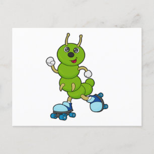Caterpillar at Inline skating with Roller skates Postcard