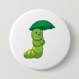 Caterpillar at Raining with Umbrella 7.5 Cm Round Badge