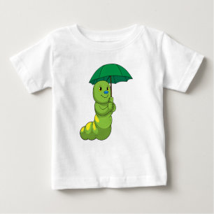 Caterpillar at Raining with Umbrella Baby T-Shirt