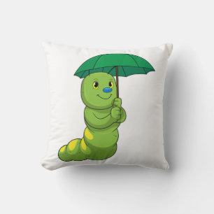Caterpillar at Raining with Umbrella Cushion