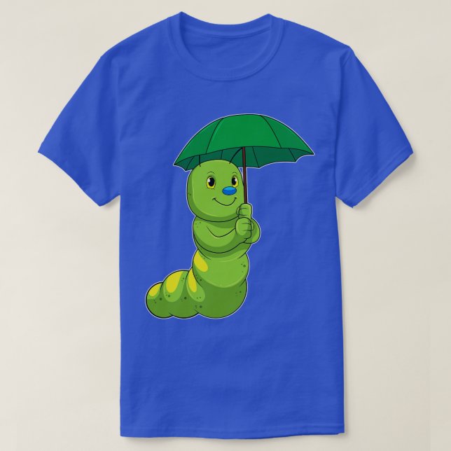 Caterpillar at Raining with Umbrella T-Shirt (Design Front)