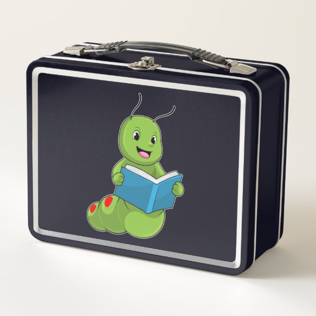 Caterpillar at Reading with Book Metal Lunch Box (Front)