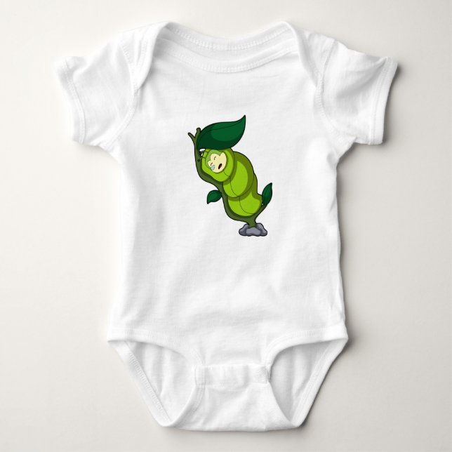 Caterpillar at Sleeping with Leaf Baby Bodysuit (Front)