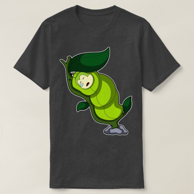 Caterpillar At Sleeping With Leaf  T-Shirt (Design Front)