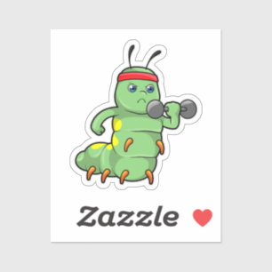 Caterpillar at Strength training with Dumbbell