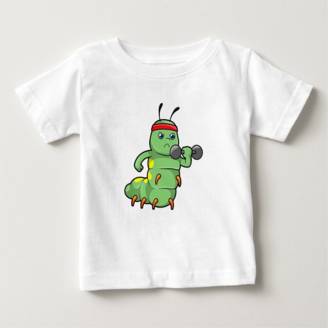 Caterpillar at Strength training with Dumbbell Baby T-Shirt (Front)