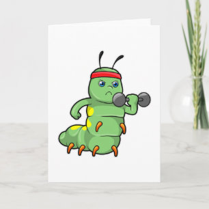 Caterpillar at Strength training with Dumbbell Card