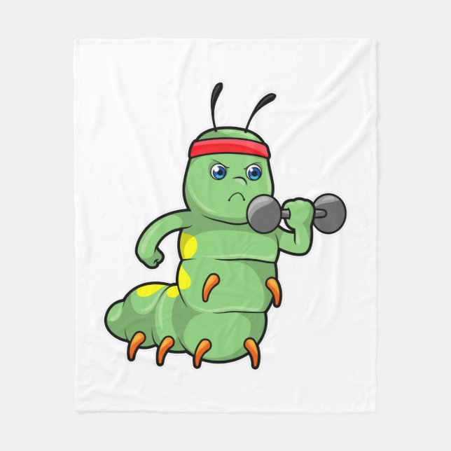 Caterpillar at Strength training with Dumbbell Fleece Blanket (Front)