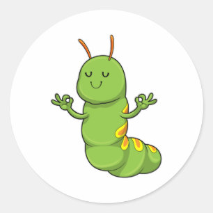 Caterpillar at Yoga Meditation Classic Round Sticker