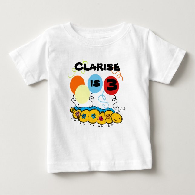 Caterpillar Customisable Birthday T-shirt (Front)