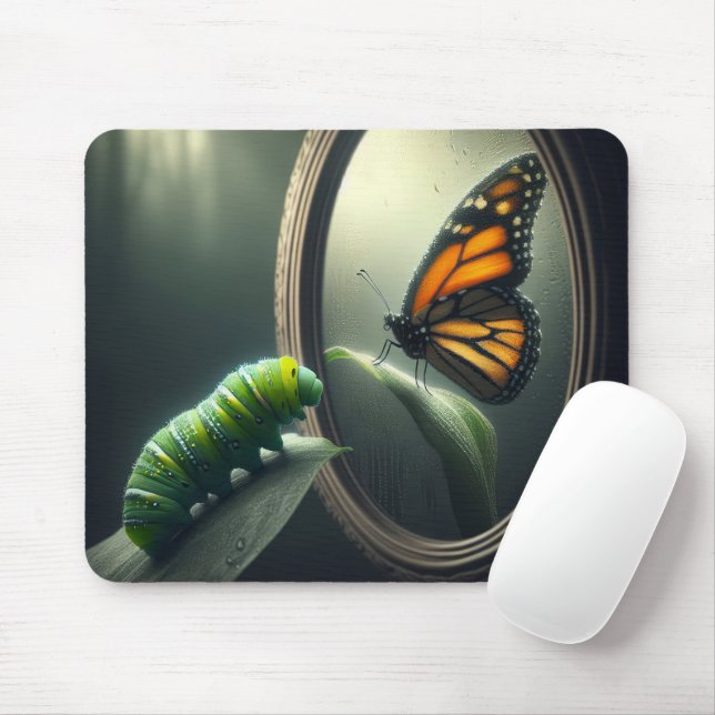 Caterpillar Looking In A Mirror Mouse Pad (With Mouse)