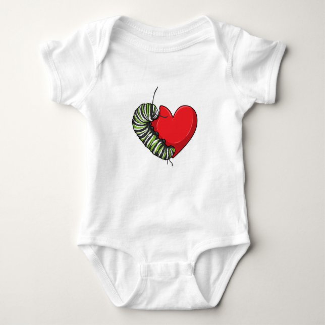 Caterpillar Love Heart Baby Bodysuit (Front)