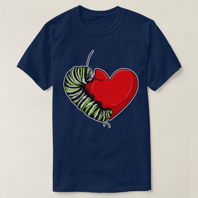 Caterpillar Love Heart  T-Shirt (Design Front)