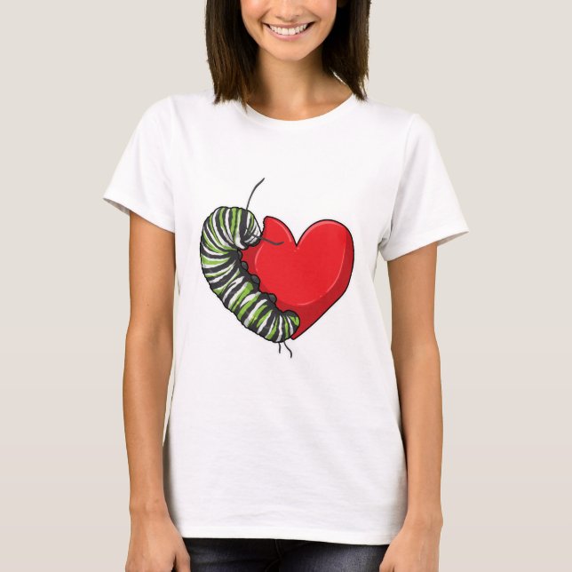 Caterpillar Love Heart T-Shirt (Front)