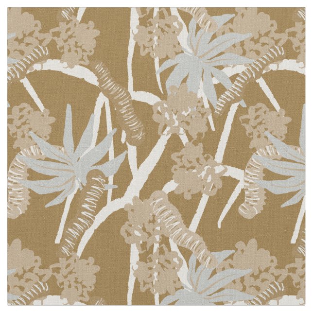 Caterpillar maximalist rustic tropical - brown  fabric (Close Up)