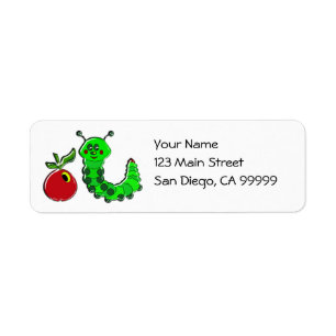 Caterpillar Munched Apple Return Address Label