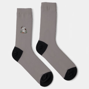 Caterpillar & Mushrooms mauve crew socks