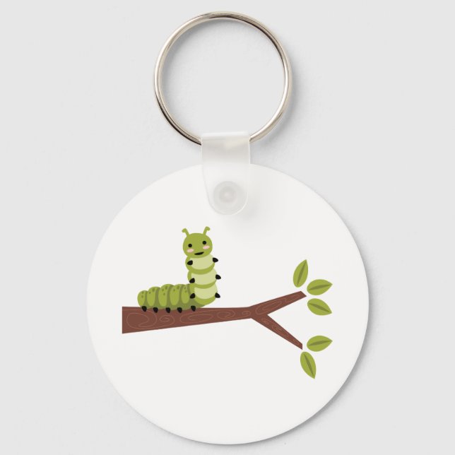 Caterpillar on Twig Key Ring (Front)