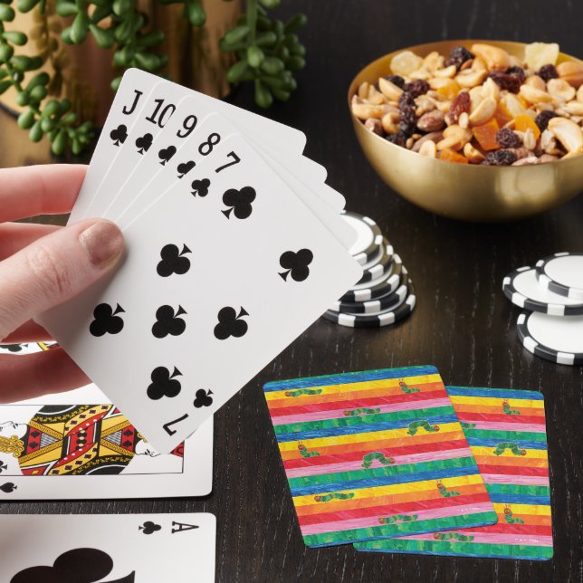 Caterpillar Rainbow Stripe Pattern Playing Cards (In Situ)