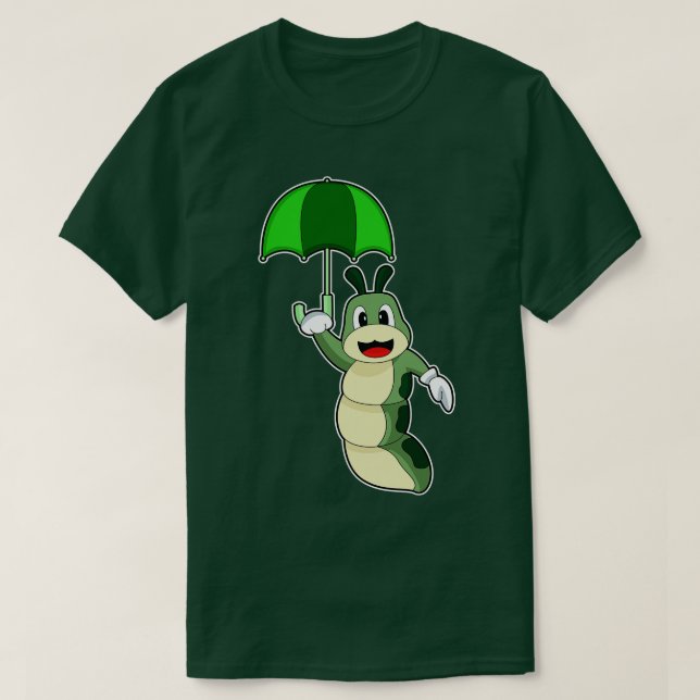Caterpillar Raining Umbrella T-Shirt (Design Front)