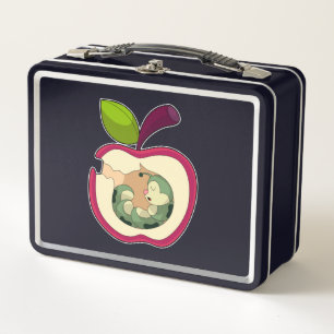 Caterpillar Sleeping Apple Metal Lunch Box