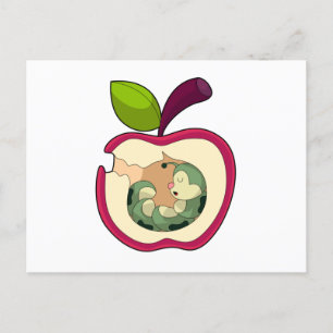 Caterpillar Sleeping Apple Postcard