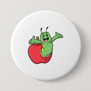 Caterpillar with Apple 7.5 Cm Round Badge
